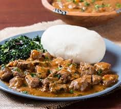 Beef Stew with Ugali & Managu